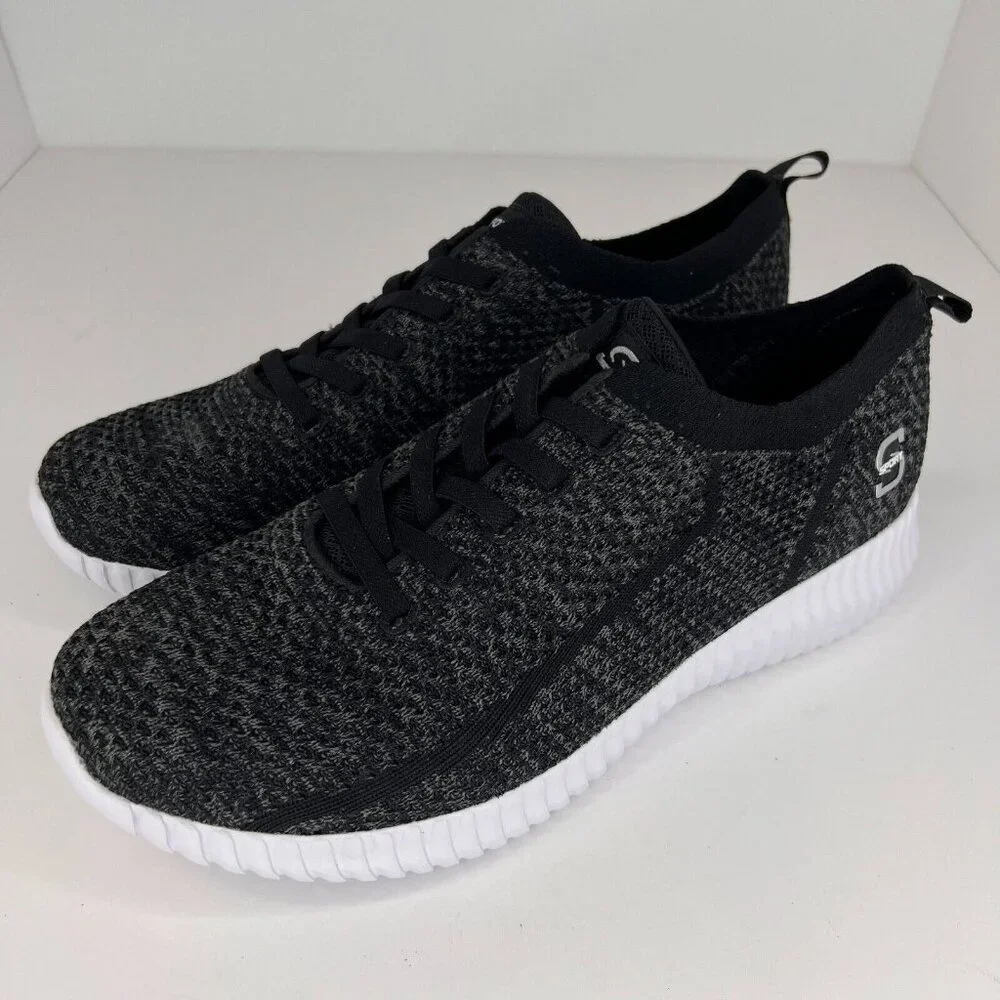 Skechers Womens F190-2 Black Comfort Memory Foam Lace Up Size 11 Sneakers